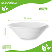 Responsible Products 32 oz (50 Count) / Classic White / Casual Bowls