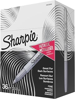 Sharpie Metallic Permanent Markers, Fine Point, Metallic Silver, 36 Count