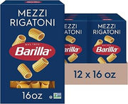 Barilla Mezzi Rigatoni Pasta, Non-GMO Kosher Pasta, 16oz. (12PK)