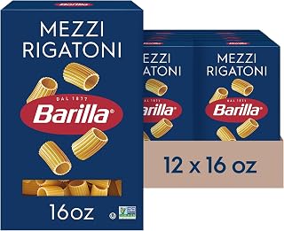 Barilla Mezzi Rigatoni Pasta, Non-GMO Kosher Pasta, 16oz. (12PK)