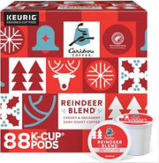 Caribou Coffee Reindeer Blend, Single-Serve Keurig K-Cup Pods, Dark Roast Coffee Pods, 88 Count