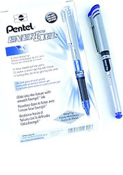 Pentel BL17-C, EnerGel Liquid Gel Pen, Medium Metal Tip, Silver Barrel, Blue Ink, Box of 12