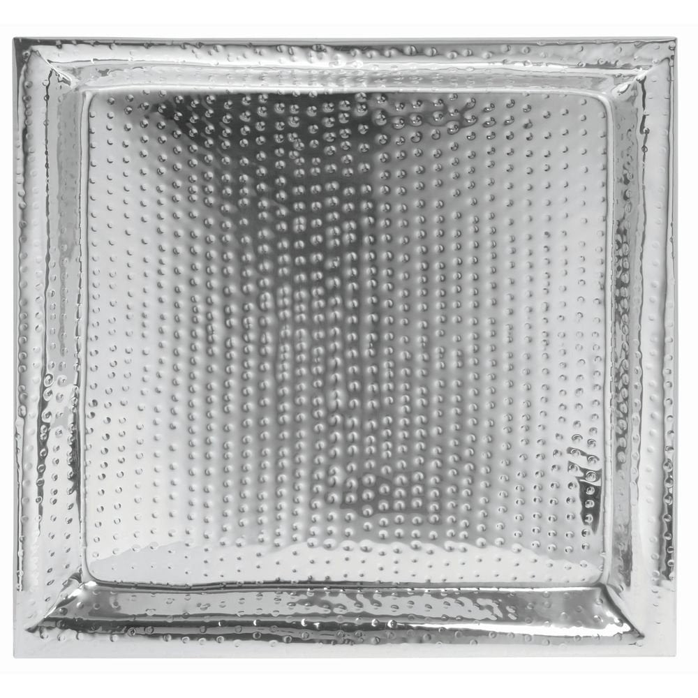 Serving Tray with Hammered Finish Round Serving - 22" L x 22" W by HUBERT – Stainless Steel, Silver
