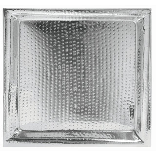 Serving Tray with Hammered Finish Round Serving - 22" L x 22" W by HUBERT – Stainless Steel, Silver