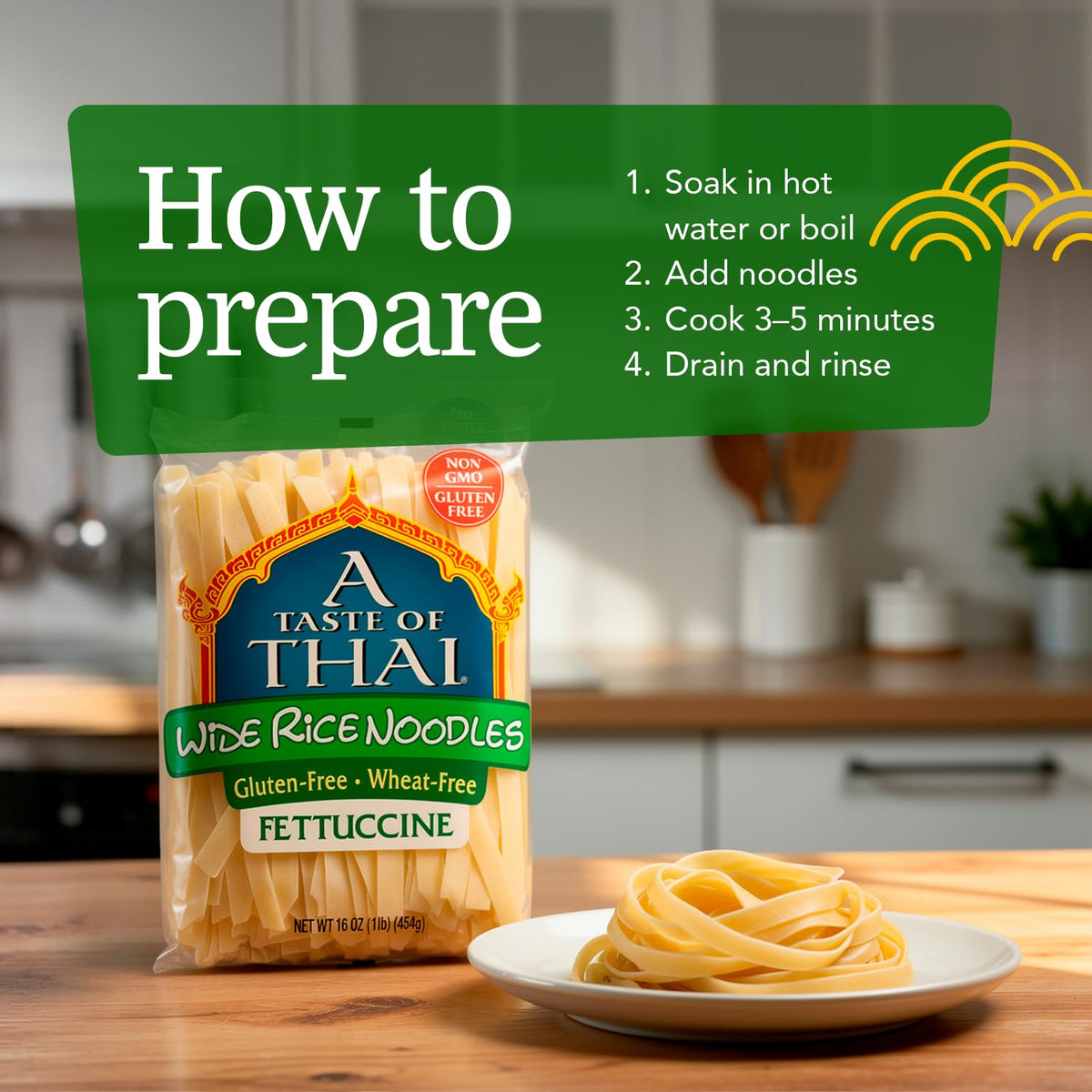 A Taste of Thai Fettuccine / 16 Ounce (Pack of 6) / Wide Noodle