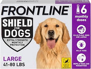 Frontline Shield Flea & Tick Treatment for Large Dogs 41-80 lbs. Count of 6 | Kills fleas, ticks & chewing lice, repels mosquitoes, waterproof 24 hr, monthly application
