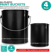 1 Quart & 1 Gallon Plastic Paint Buckets (4 Pack Combo) Triple-Lock Airtight Seal to Minimizing Skimming by Stock Your Home – 2 - Gal, 2 - Qt, 2.0 gallons, Polypropylene, Black