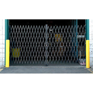10'W Double Folding Security Gate by Global Industrial – 12"L x 74"W x 3.5"H, Steel, Gray, Model 620565