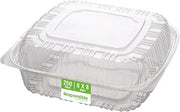 Responsible Products 8" x 8" inch Clear Hinged Container, Certified Compostable and Made from 100% American Biobased Materials, No-PFAS Added & BPA-Free (250 Count)