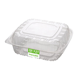 8" x 8" inch Clear Hinged Container by Responsible Products – 220.16 cubic_inches, Other, Clear, Model RP-PLA8X8HC-250-250