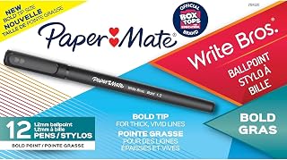 Paper Mate Write Bros. Ballpoint Pen, Stick, Bold 1.2 Mm, Black Ink, Black Barrel, Dozen