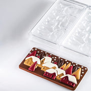 Polycarbonate Chocolate-Bar Mold with Three Xmas-Village Cavities by Pavoni – 77mm x 154mm x 10mm H, Polycarbonate, Xmas Village, Model PC5038