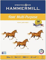 Hammermill 103267 Fore MP Multipurpose Paper, 96 Brightness, 20lb, 8-1/2x11, White, 5000/Carton