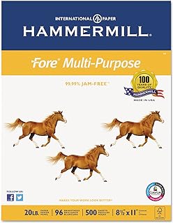 Hammermill 103267 Fore MP Multipurpose Paper, 96 Brightness, 20lb, 8-1/2x11, White, 5000/Carton