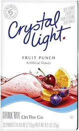 Crystal Light On-The-Go Drink Mix, Sugar Free Powdered Water Enhancer, Artificially Flavored Low Calorie Beverage Mix, Fruit Punch, 0.11 Ounce Packets, 30 Count (Pack of 1)