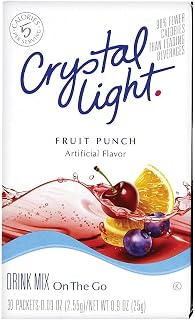 Crystal Light On-The-Go Drink Mix, Sugar Free Powdered Water Enhancer, Artificially Flavored Low Calorie Beverage Mix, Fruit Punch, 0.11 Ounce Packets, 30 Count (Pack of 1)