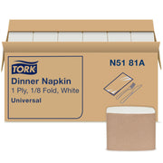 White Dinner Napkin by Tork – 8.5" x 3.8", Paper, white, Pack of 3000, Model N5181A