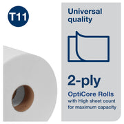 OptiCore Mid-size Toilet Paper Roll T by Tork – 865 Count (Pack of 36), Paper, White, Pack of 36, Model 161990
