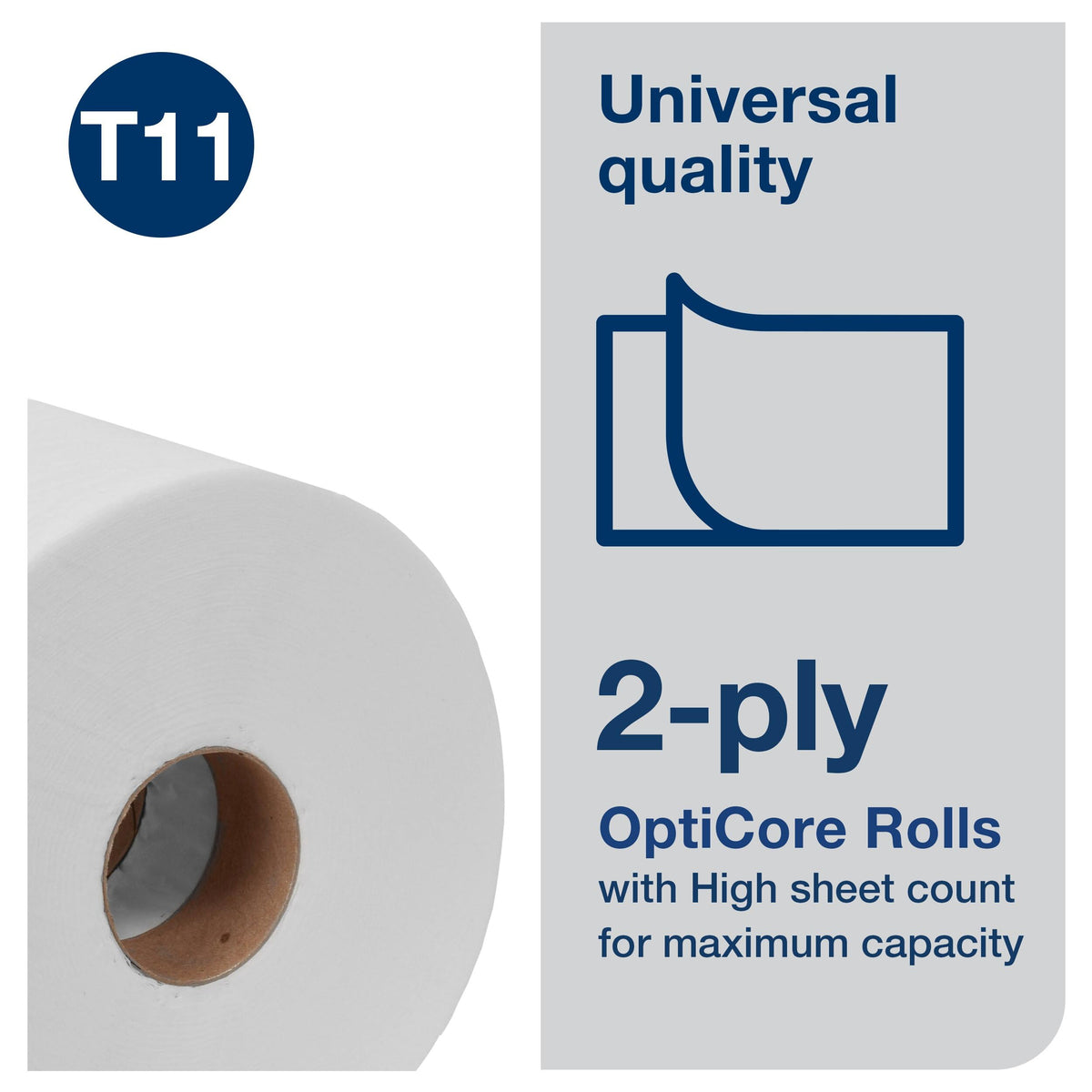 OptiCore Mid-size Toilet Paper Roll T by Tork – 865 Count (Pack of 36), Paper, White, Pack of 36, Model 161990