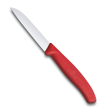 "Swiss Classic Paring Knife Straight Edge with 8 cm Blade by Victorinox – 3.1", Stainless Steel, Red, Model V6.7401
