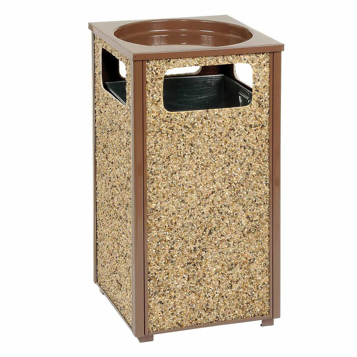Stone Panel Trash Sand Urn by Global Industrial – 12.0 gallons, Resin, Brown, Model 239577BN