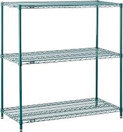 Nexel 3 Tier Wire Shelving Starter Unit, Poly-Green, 24"W x 21"D x 34"H
