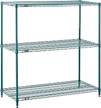 Nexel 3 Tier Wire Shelving Starter Unit, Poly-Green, 24"W x 21"D x 34"H