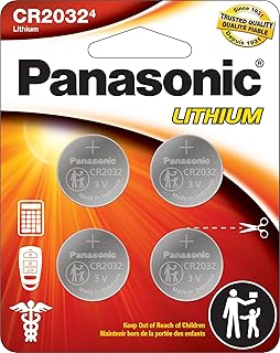 Panasonic CR2032 3.0 Volt Long Lasting Lithium Coin Cell Batteries in Child Resistant, Standards Based Packaging, 4-Battery Pack