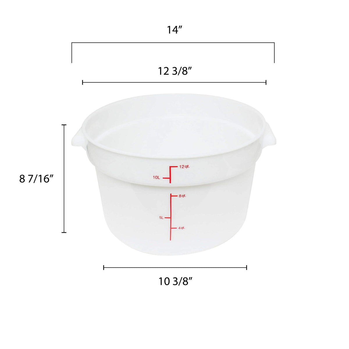 Food Storage Container by Thunder Group – 12.0 quarts, Polypropylene, White, Pack of 12, Model PLRFT312PP