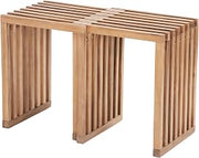 Zuo Riviera Extendable Stool (Set of 2) Natural, Natural Bench, Modern Style, Weather Resistant Solid Acacia Wood Frame, Solid Acacia Wood, Outdoor Dining, 15.7~26.6" W x 13.4" D x 18.3" H