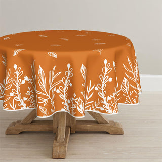 Horaldaily Round Tablecloth, 70 Inch Diameter, Orange Wild Flowers
