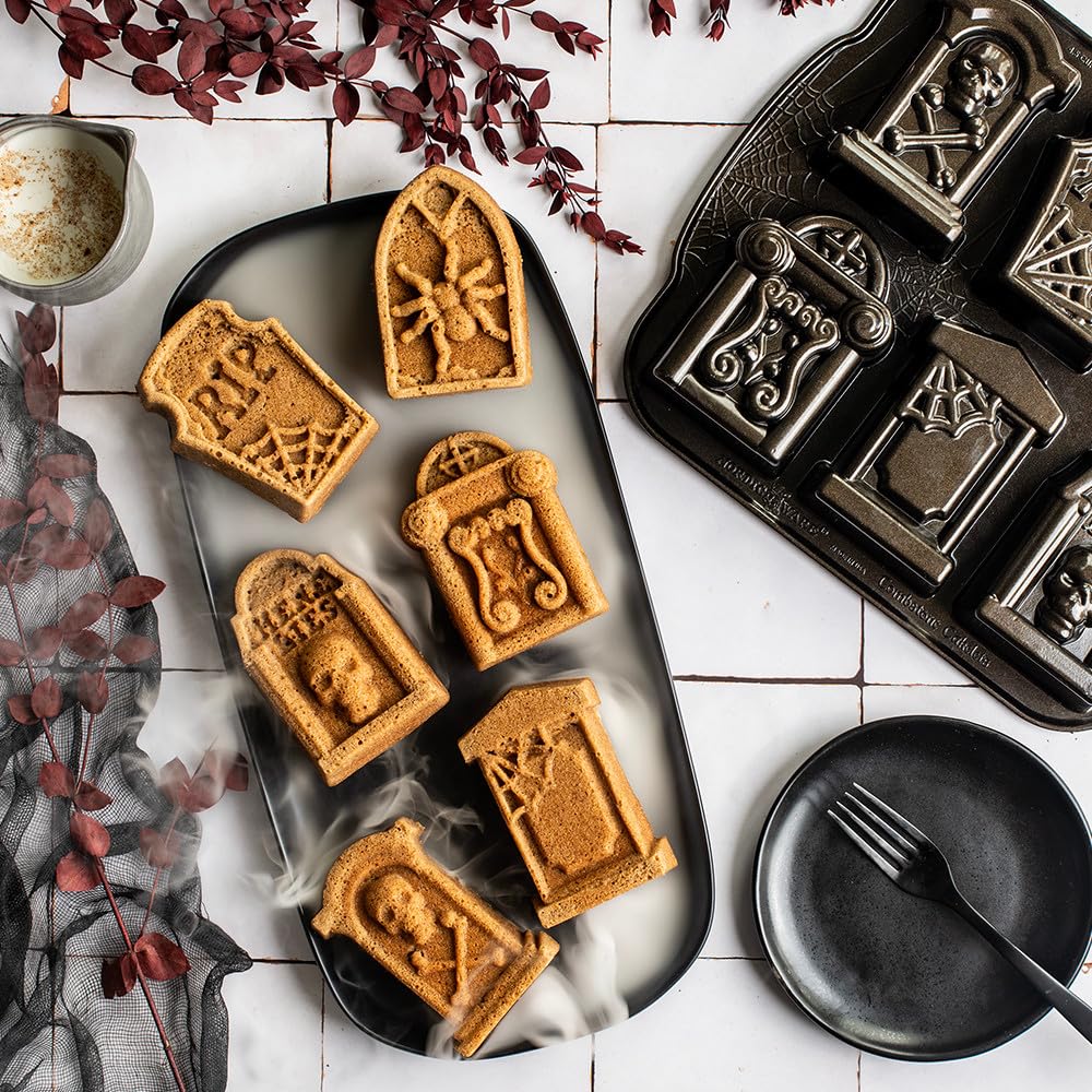 Tombstone Cakelet Pan by Nordic Ware – 4.5 cup capacity, 1.06 liters, Aluminum, Bronze, Model 91848