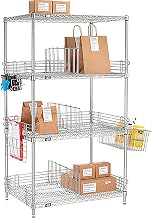 Nexelate Silver Epoxy, to Go Rack, 4 Wire Shelves, Dividers & Ledges, 48" W x 18" D x 63" H