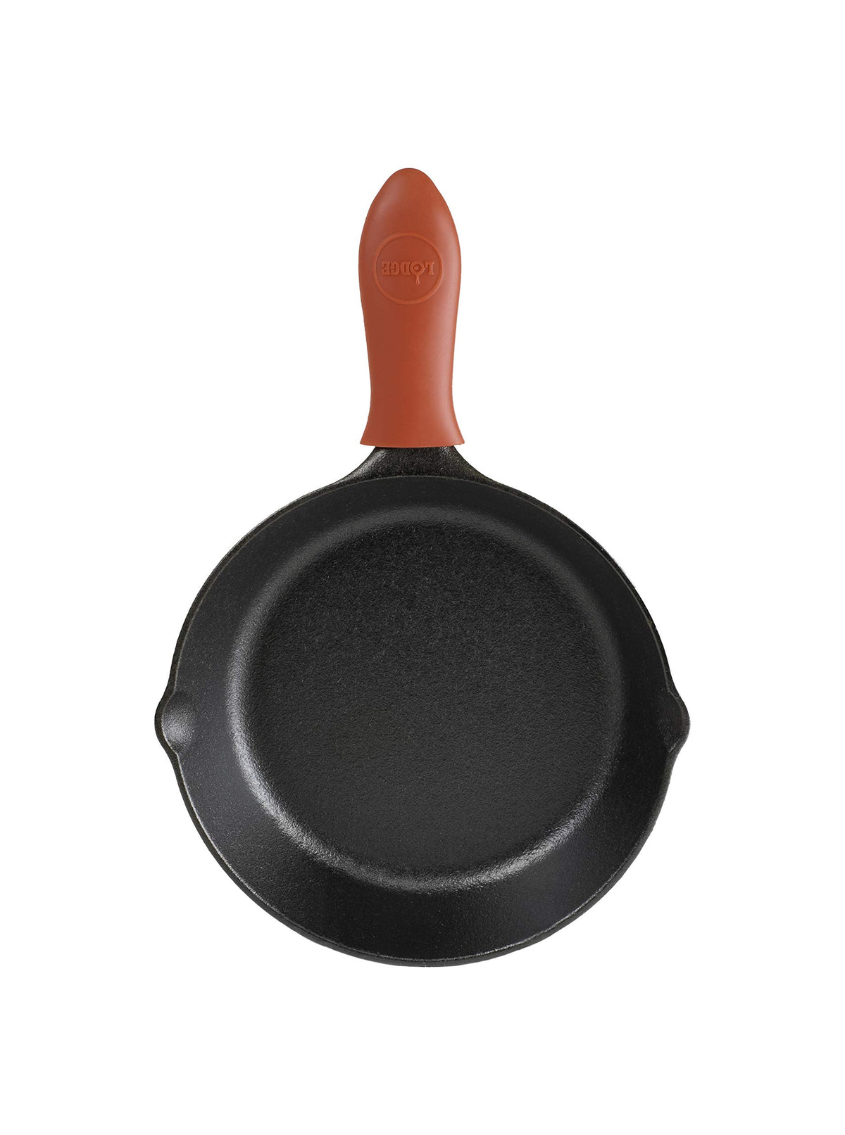 Cast Iron Skillet with Red Mini Silicone Hot Handle Holder by Lodge – 8 Inch, Cast Iron, Black, Pack of 2