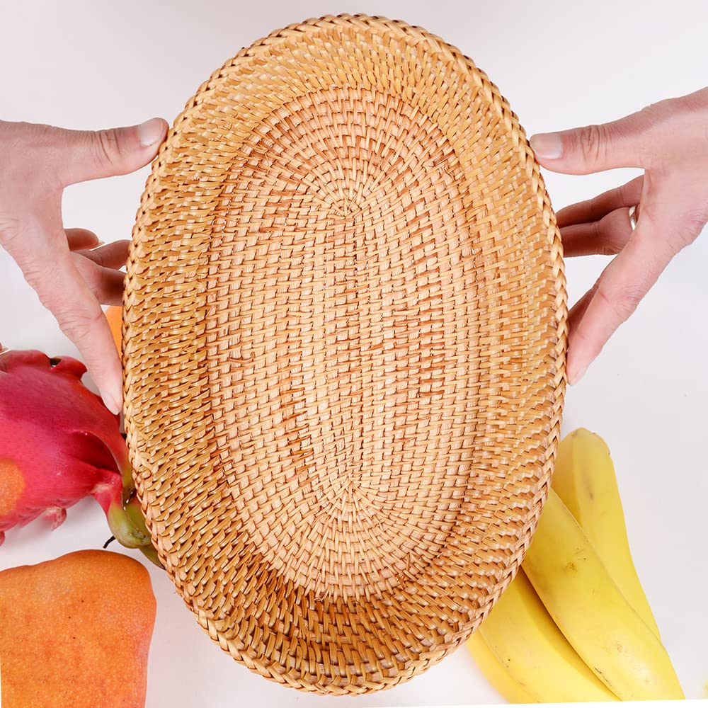 Afiaiwei Woven Bread Basket, 12.6 Inch Rattan, Brown