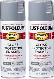 Rust-Oleum Stops Rust Spray Paint, Gloss Smoke Gray | Rust Resistant, Indoor and Outdoor Durability, Beautiful Finish on Metal, Wood and More, Sprays from Any Angle, 2 Pack