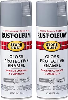 Rust-Oleum Stops Rust Spray Paint, Gloss Smoke Gray | Rust Resistant, Indoor and Outdoor Durability, Beautiful Finish on Metal, Wood and More, Sprays from Any Angle, 2 Pack