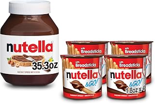 Nutella and Nutella & GO! Bundle, Hazelnut Spread with Cocoa Jar and Snack Packs with Breadsticks, 35.3 oz Jar​ and 4-Pack