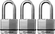 Master Lock M5XTRILH Magnum Heavy Duty Outdoor Padlock with Key, 3 Pack Keyed-Alike Silver