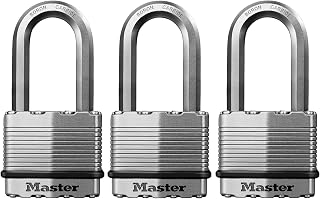 Master Lock M5XTRILH Magnum Heavy Duty Outdoor Padlock with Key, 3 Pack Keyed-Alike Silver