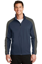 Active Colorblock Soft Shell Jacket. J by Port Authority – Cotton, Dress Blue Navy/ Grey Steel, Model 1107522