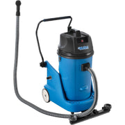 Wet Dry Squeegee Vacuum with On-board Tool Storage by Global Industrial – 23.6"W x 41.3"H, 18.0 gallons, Plastic, Blue, Model 641415