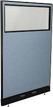 48-1/4"W x 76" H Electric Office Partition Panel with Partial Window by Global Industrial – Alloy Steel, Blue, Model 694712WEBL