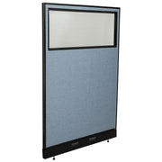 48-1/4"W x 76" H Electric Office Partition Panel with Partial Window by Global Industrial – Alloy Steel, Blue, Model 694712WEBL