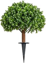 Nearly Natural 23in. UV Resistant Artificial Flowering Boxwood Topiary with Integrated Ground Stake (Indoor/Outdoor)