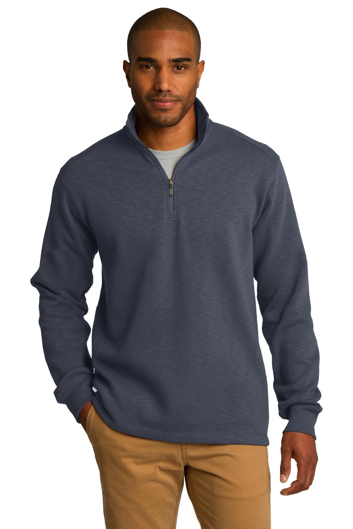 Slub Fleece 1/4-Zip Pullover Slate Grey by Port Authority – X-Large, Cotton, Slate Grey, Model 753865