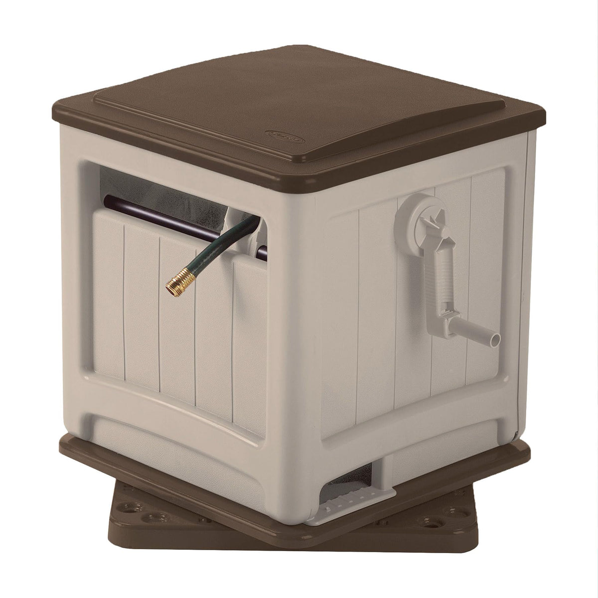 225 ft. Swivel Hideaway Hose Reel with Hose Guide and Crank Handle by Suncast – Plastic, Mocha/Taupe, Model CPLSSM200B