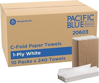 Pacific Blue Basic by Georgia-Pacific PRO C-Fold Paper Towels, White, 10.1” x 12.7” (LxW), 240 Towels Per Pack, 10 Packs Per Case, 20603