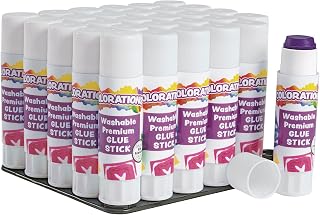 Colorations Washable Premium Glue Sticks for Home and Classroom, Applies Purple, Dries Clear - Set of 30,PREPURP