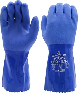 SHOWA Atlas 660 PVC Tripple-Dipped PVC Chemical Resistant Gloves, Small, Single Pair